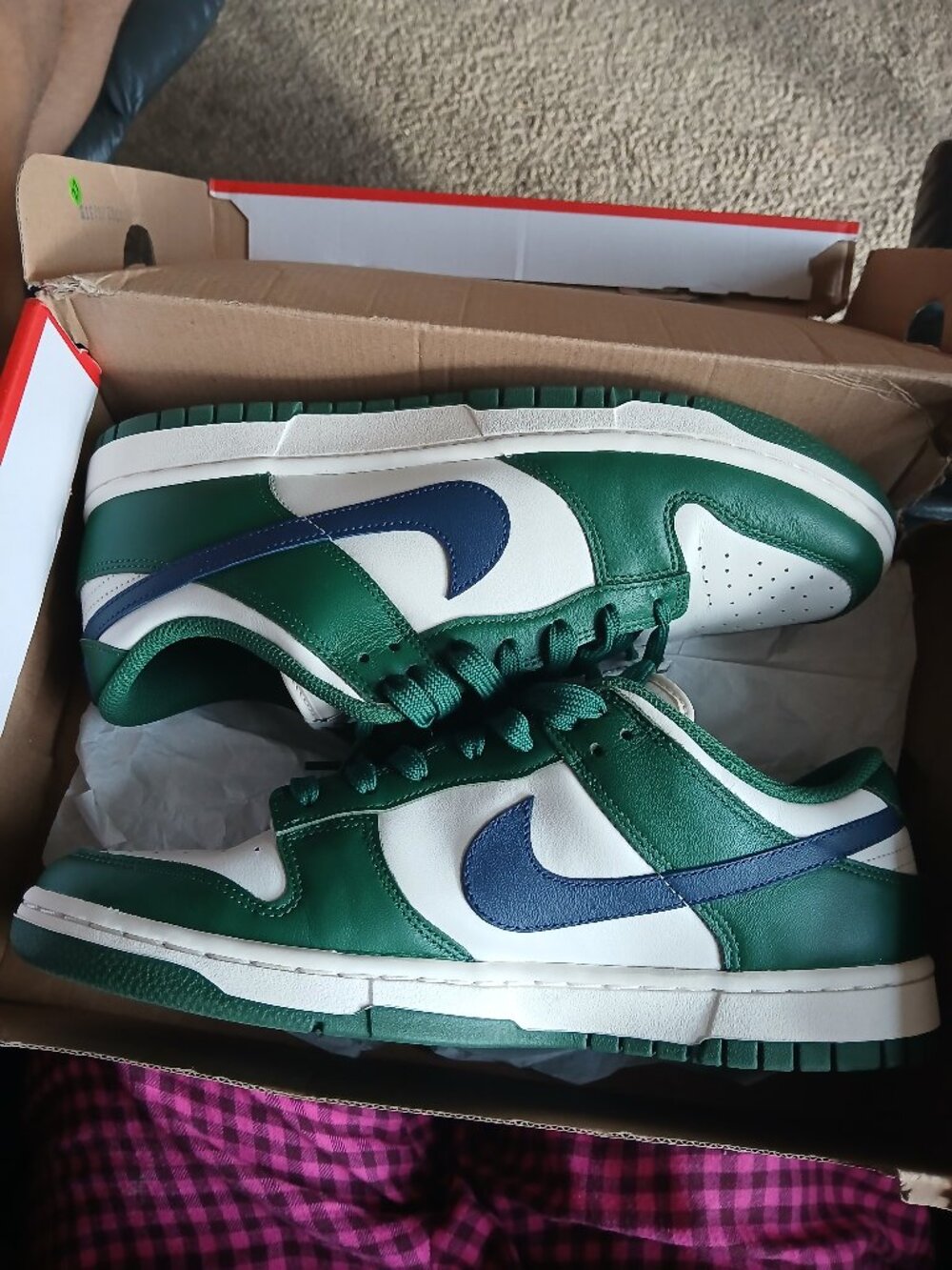 Women's Green Nike Dunks Low Size 12